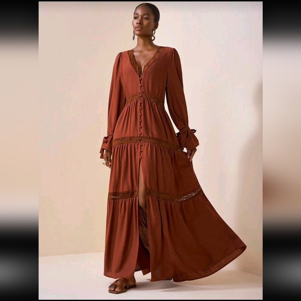 SHEIN Chocolate Long Sleeve Dress